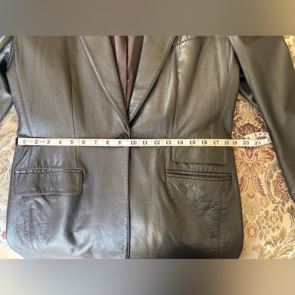 Barry Bricken boyfriend leather blazer in gunmetal 12 - Picture 3 of 8